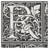 Brief R Middeleeuws Monogram Art Nouveau Stof (Close Up)