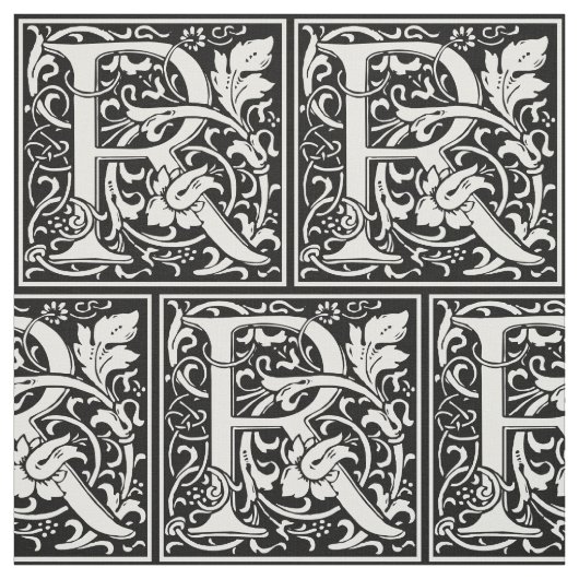 Brief R Middeleeuws Monogram Art Nouveau Stof (Swatch)