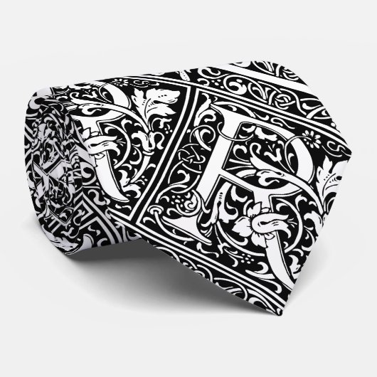 Brief R Middeleeuws Monogram Art Nouveau Stropdas (Opgerold)