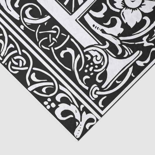 Brief R Middeleeuws Monogram Art Nouveau Tissuepapier (Detail)