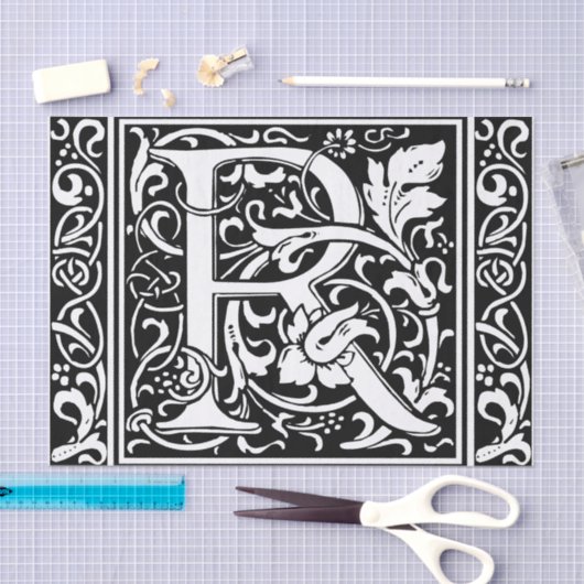 Brief R Middeleeuws Monogram Art Nouveau Tissuepapier (Craft)