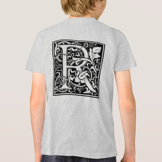 Brief R Middeleeuws Monogram Art Nouveau Tri-Blend Shirt (Achterkant)