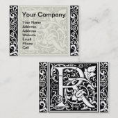 Brief R Middeleeuws Monogram Art Nouveau Visitekaartje (Voorkant / Achterkant)