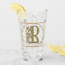 BRIEF R MONOGRAM Beauful Wedding New Home Gift Glas