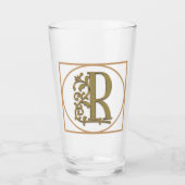 BRIEF R MONOGRAM Beauful Wedding New Home Gift Glas (Voorkant)