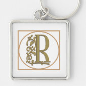 BRIEF R MONOGRAM Beauful Wedding New Home Gift Sleutelhanger (Voorkant)