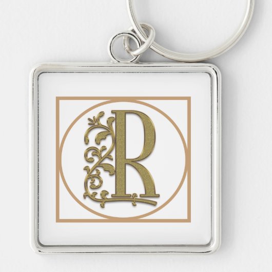 BRIEF R MONOGRAM Beauful Wedding New Home Gift Sleutelhanger (Voorkant)