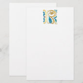 Brief R Monogram Fleur de lis Briefpapier (Voorkant / Achterkant)