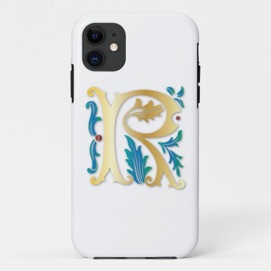 Brief R Monogram Fleur de lis Case-Mate iPhone Case (Achterkant)
