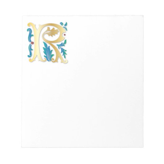 Brief R Monogram Fleur de lis Notitieblok (Voorkant)