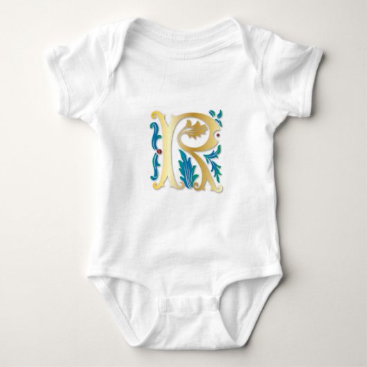 Brief R Monogram Fleur de lis Romper (Voorkant)