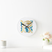 Brief R Monogram Fleur de lis Ronde Klok (Huis)