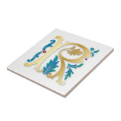 Brief R Monogram Fleur de lis Tegeltje (Zijkant)