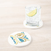 Brief R Monogram Fleur de lis Zandsteen Onderzetter (Zijkant)