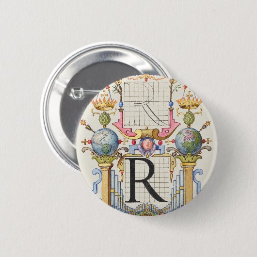 Brief R van Mira Calligraphiae Monumenta Ronde Button 5,7 Cm (Voorkant /achterkant)