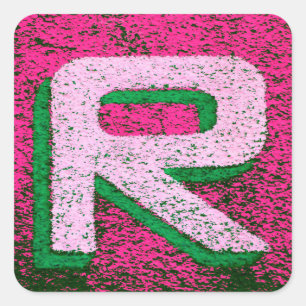 Brief r vierkante sticker