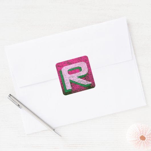 Brief r vierkante sticker (Envelop)
