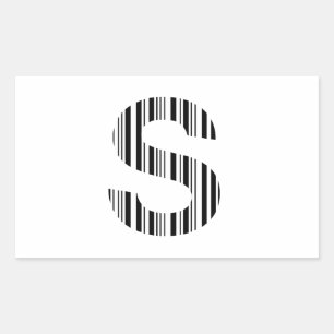 BRIEF S BAR CODE Eerste Initiaal Barcode Patroon Rechthoekige Sticker