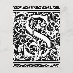 Brief S Middeleeuws Monogram Art Nouveau Briefkaart