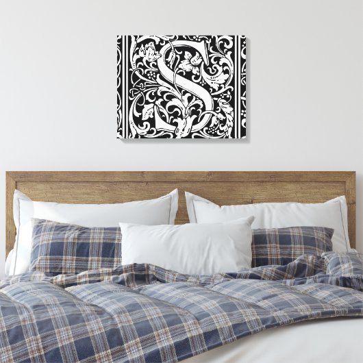 Brief S Middeleeuws Monogram Art Nouveau Canvas Afdruk (Insitu (Slaapkamer))