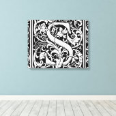 Brief S Middeleeuws Monogram Art Nouveau Canvas Afdruk (Insitu (Houten vloer))