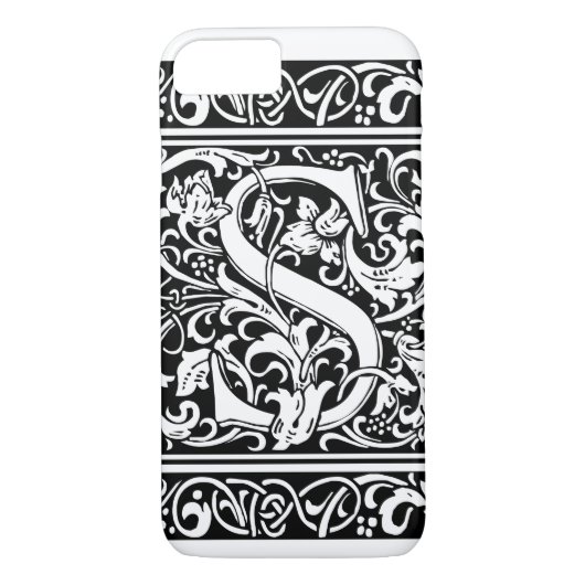 Brief S Middeleeuws Monogram Art Nouveau Case-Mate iPhone Case (Achterkant)