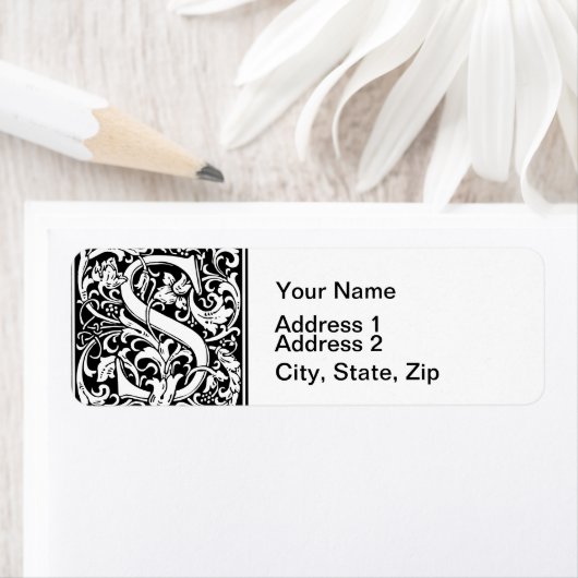 Brief S Middeleeuws Monogram Art Nouveau Etiket (Insitu)