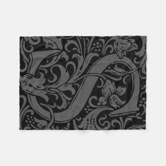 Brief S Middeleeuws Monogram Art Nouveau Fleece Deken (Voorkant (Horizontaal))