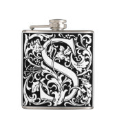 Brief S Middeleeuws Monogram Art Nouveau Heupfles (Voorkant)