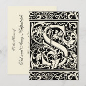 Brief S Middeleeuws Monogram Art Nouveau Kaart (Voorkant / Achterkant)