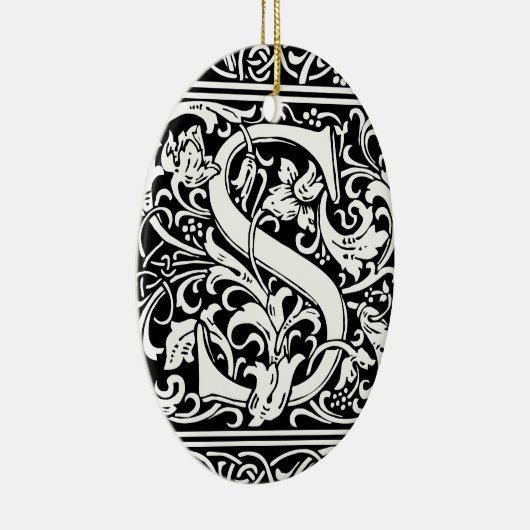 Brief S Middeleeuws Monogram Art Nouveau Keramisch Ornament (Rechts)