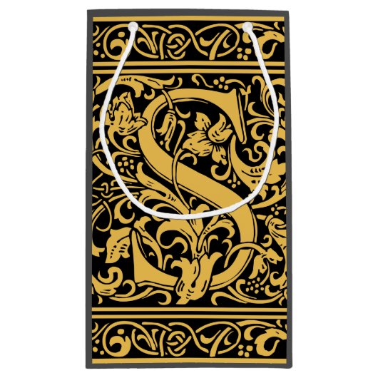 Brief S Middeleeuws Monogram Art Nouveau Klein Cadeauzakje (Achterkant)