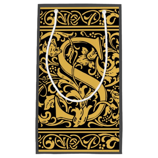 Brief S Middeleeuws Monogram Art Nouveau Klein Cadeauzakje (Voorkant)