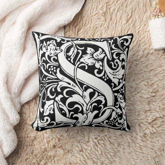 Brief S Middeleeuws Monogram Art Nouveau Kussen (Deken)