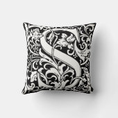Brief S Middeleeuws Monogram Art Nouveau Kussen (Achterkant)