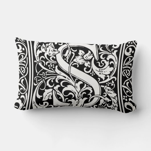 Brief S Middeleeuws Monogram Art Nouveau Kussen (Achterkant)