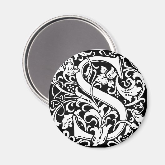 Brief S Middeleeuws Monogram Art Nouveau Magneet (Voorkant / Achterkant)