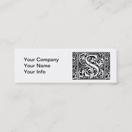 Brief S Middeleeuws Monogram Art Nouveau Mini Visitekaartje (Voorkant)