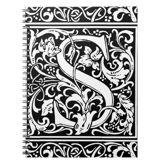 Brief S Middeleeuws Monogram Art Nouveau Notitieboek (Voorkant)