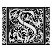 Brief S Middeleeuws Monogram Art Nouveau Perfect Poster (Voorkant)