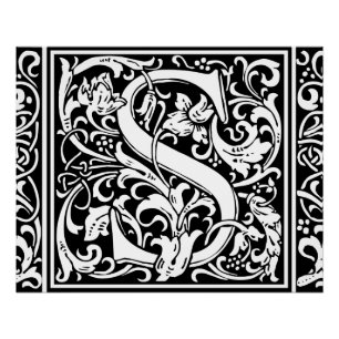 Brief S Middeleeuws Monogram Art Nouveau Perfect Poster