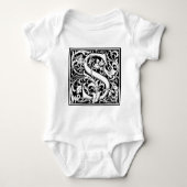Brief S Middeleeuws Monogram Art Nouveau Romper (Voorkant)