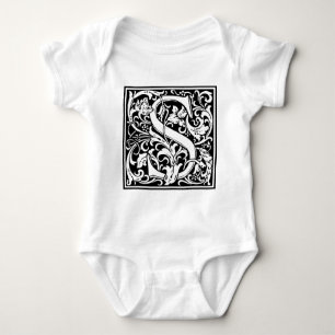 Brief S Middeleeuws Monogram Art Nouveau Romper