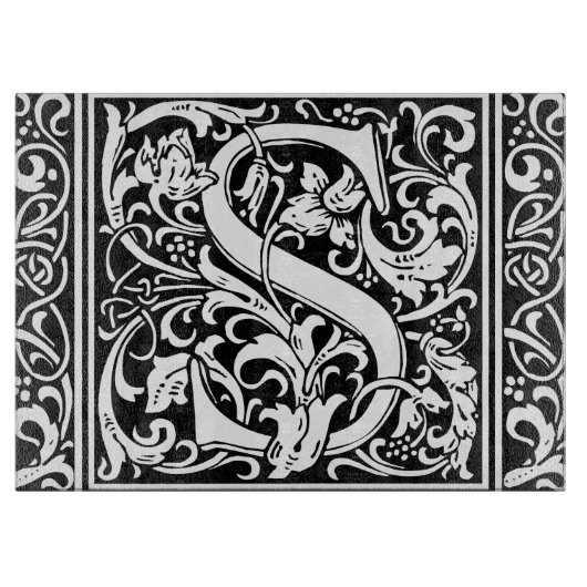 Brief S Middeleeuws Monogram Art Nouveau Snijplank (Voorkant)