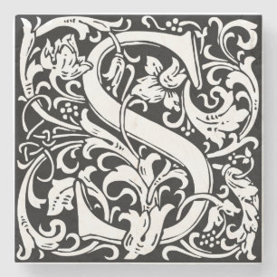 Brief S Middeleeuws Monogram Art Nouveau Stenen Onderzetter