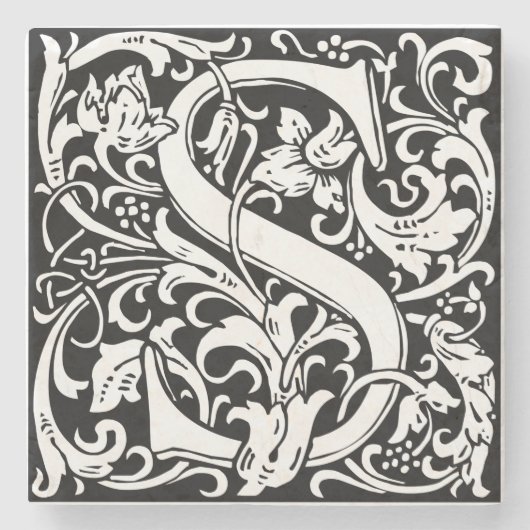 Brief S Middeleeuws Monogram Art Nouveau Stenen Onderzetter (Voorkant)