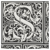 Brief S Middeleeuws Monogram Art Nouveau Stof (Close Up)