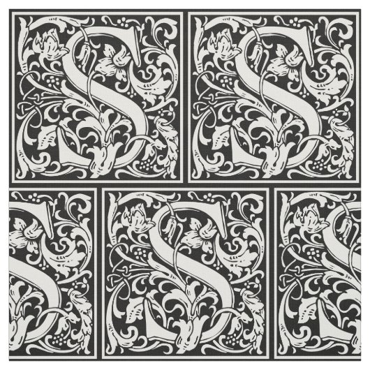 Brief S Middeleeuws Monogram Art Nouveau Stof (Swatch)