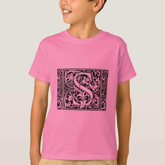 Brief S Middeleeuws Monogram Art Nouveau T-shirt (Voorkant)