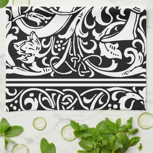 Brief S Middeleeuws Monogram Art Nouveau Theedoek (Gevouwen)